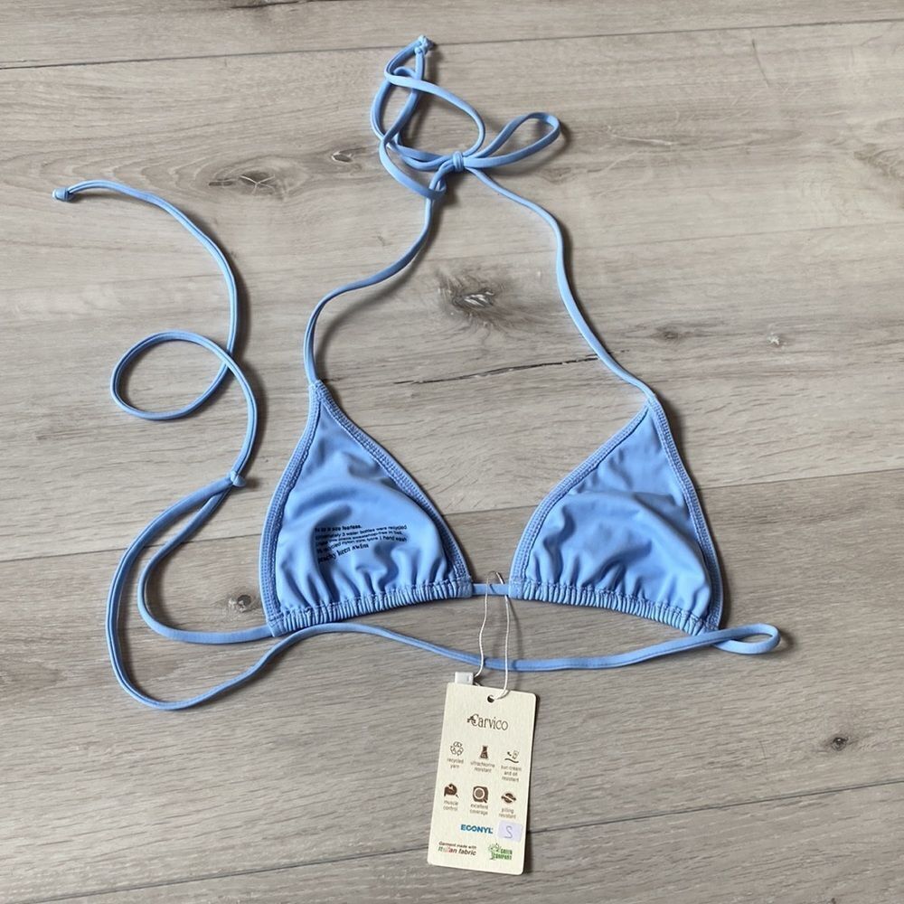 Carvico Classic Triangle Bikini Top Light‎ Blue S Nwt - Picture 4 of 4